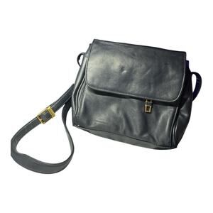 Sereta Genuine Cowhide Leather Shoulder Bag Navy Blue Purse w/ Mirror Vtg